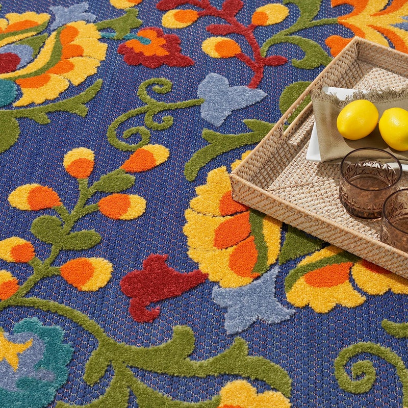 Nourison Home Aloha Navy Multicolor 3'6" x 5'6" Area Rug - Easy Clean, Non Shedding, Bed Room, Living Room, Dining Room, Kitchen (4' x 6') - Image 2
