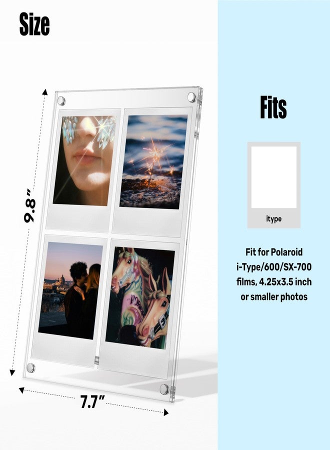 WINKINE Polaroid Frame for i-Type/600/SX-70/Films, Photo Collage Frame, Polaroid Frame for Instant Photos, Tabletop Floating DIY Pressed Flower Art Display (Clear) - Image 2