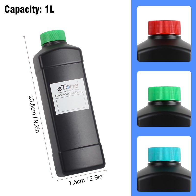 eTone 3x 1000ml Darkroom Chemical Storage Bottles Film Photo Developing Processing 1L - Image 2