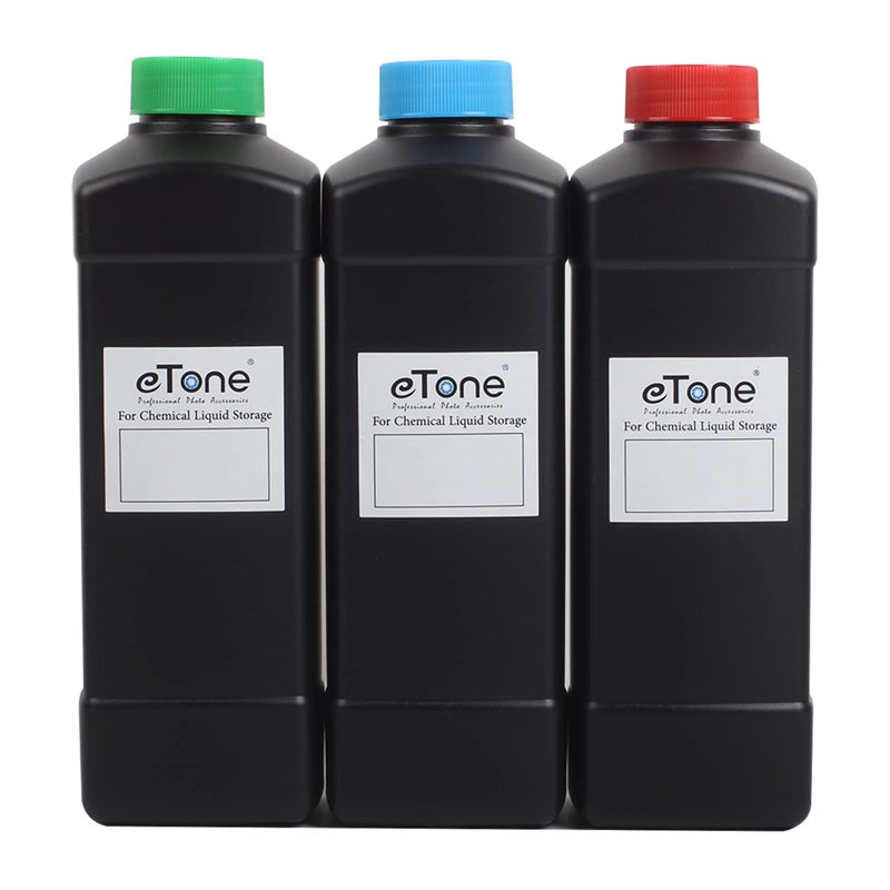 eTone 3x 1000ml Darkroom Chemical Storage Bottles Film Photo Developing Processing 1L - Image 1