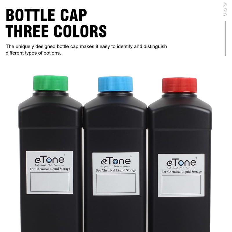 eTone 3x 1000ml Darkroom Chemical Storage Bottles Film Photo Developing Processing 1L - Image 3