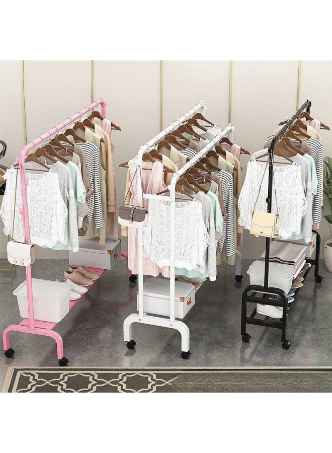 Bold Hanger Floor Drying Rack Household Indoor Folding Vertical Clothes Shelf Simple Wardrobe Storage-Color:Recommended  White Double Rod Double Layer + Wheels 1.3m  - Image 2