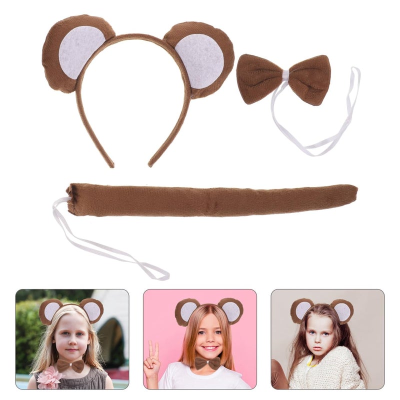 BESTOYARD 9 Pcs Halloween Monkey Costume with Ear Tail Set, Animal Costume Accessory Bulk Cartoon Headband Set Bow Tie & Tail for Kids' Parties and Dress-up Play - Image 4
