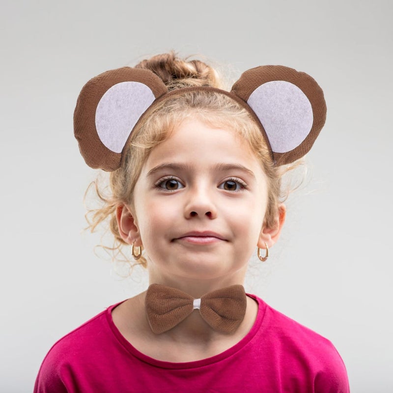 BESTOYARD 9 Pcs Halloween Monkey Costume with Ear Tail Set, Animal Costume Accessory Bulk Cartoon Headband Set Bow Tie & Tail for Kids' Parties and Dress-up Play - Image 5