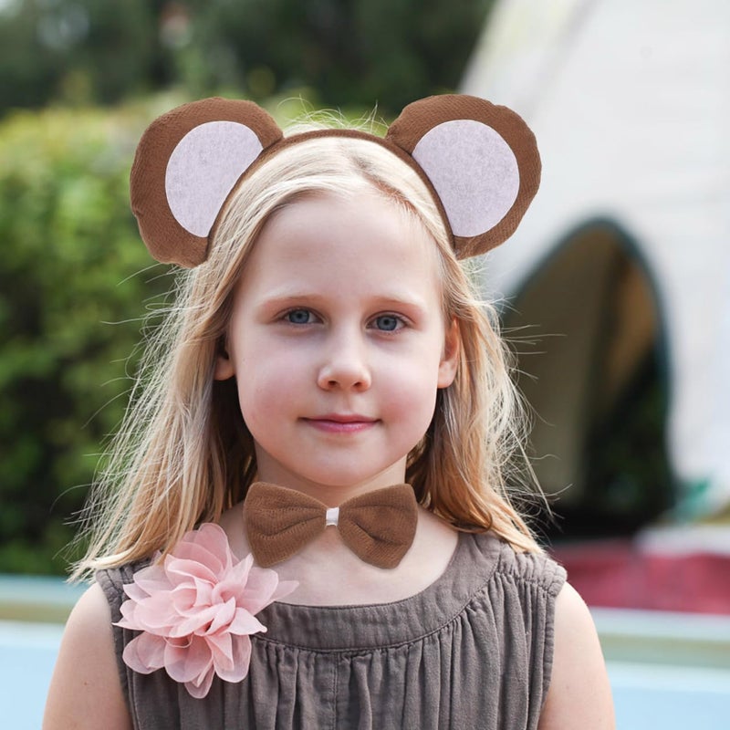 BESTOYARD 9 Pcs Halloween Monkey Costume with Ear Tail Set, Animal Costume Accessory Bulk Cartoon Headband Set Bow Tie & Tail for Kids' Parties and Dress-up Play - Image 3