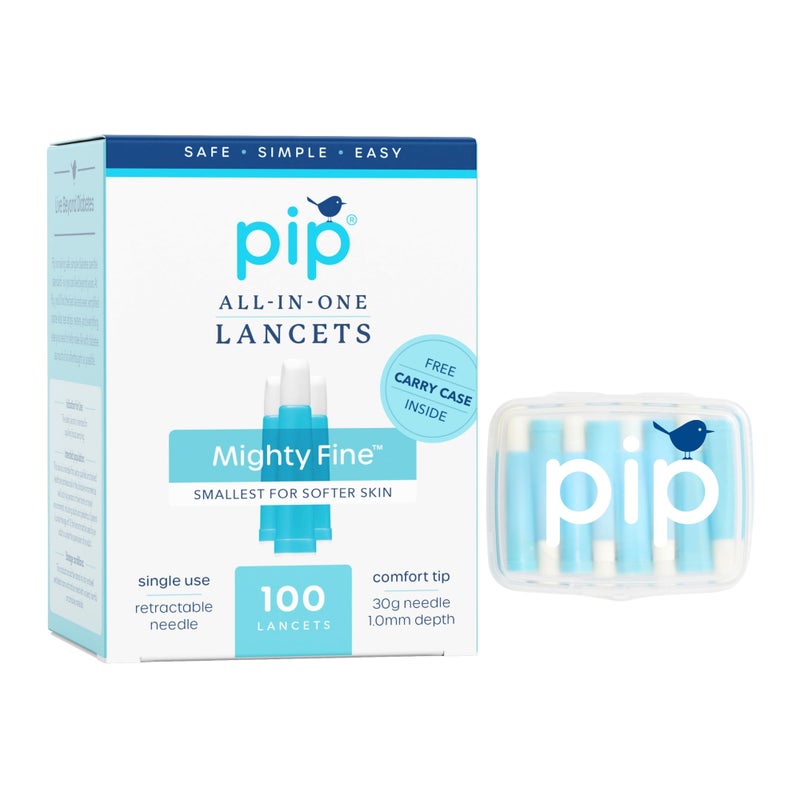 Pip Lancets 30G x 10mm 100 Count Safety Lancets for Painless Blood Glucose Testing Sterile SingleUse No Lancing Device Needed Blue