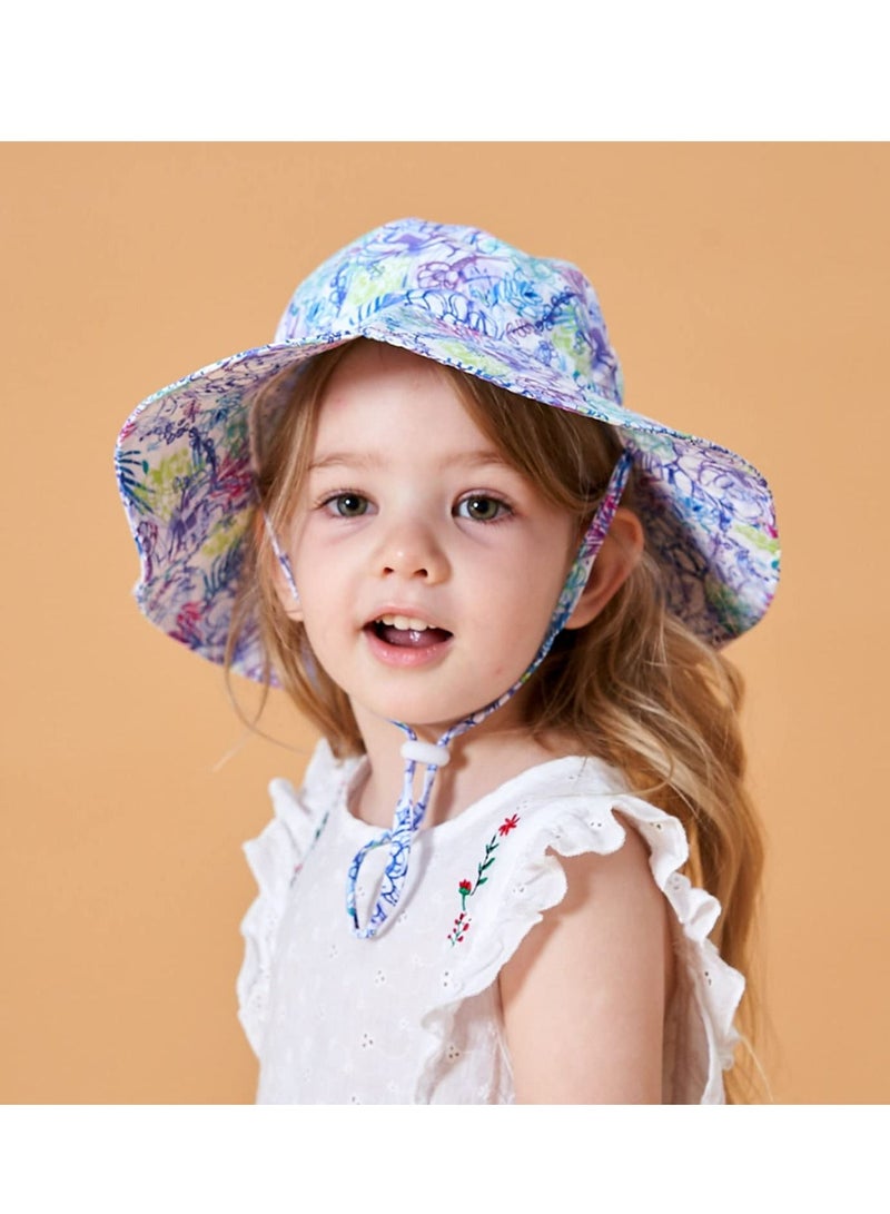 Summer Baby Sun Hat with Neck Ear Cover UV Protection Outdoor Beach Swimming Caps for Children M Size Anti UV Sunhat, for Boys and Girls 3-8 Years - Image 1