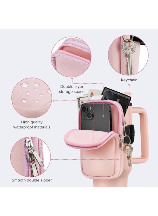Bukela 40oz 30oz Water Bottle Pouch,Tumbler Bag for Cards,Keys,Phone,Gym Accessories,Pink - Image 2