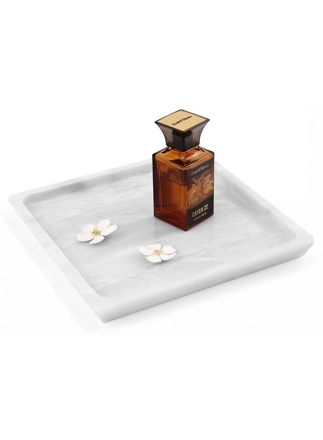 Radicaln Marble Serving Tray 10" Inches White Handmade Square Tray for Party Supplies Modern Serving Bowl & Food Trays for Party, Cafeteria Trays for Serving Food - Image 1