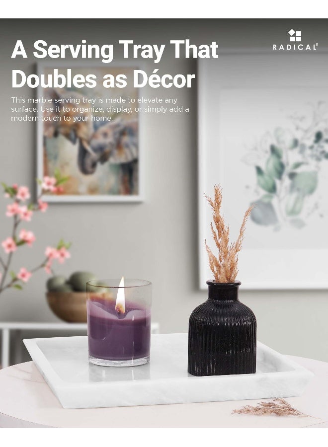 Radicaln Marble Serving Tray 10" Inches White Handmade Square Tray for Party Supplies Modern Serving Bowl & Food Trays for Party, Cafeteria Trays for Serving Food - Image 3