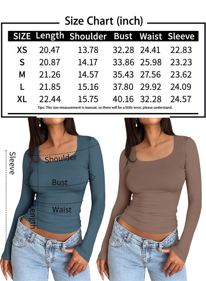 AUTOMET 3 Pack Womens Long Sleeve Shirts Fall Fashion Scoop Neck Crop Tops Basic Layer Slim Fit Y2K Clothes, Black,white,grey, M - Image 5