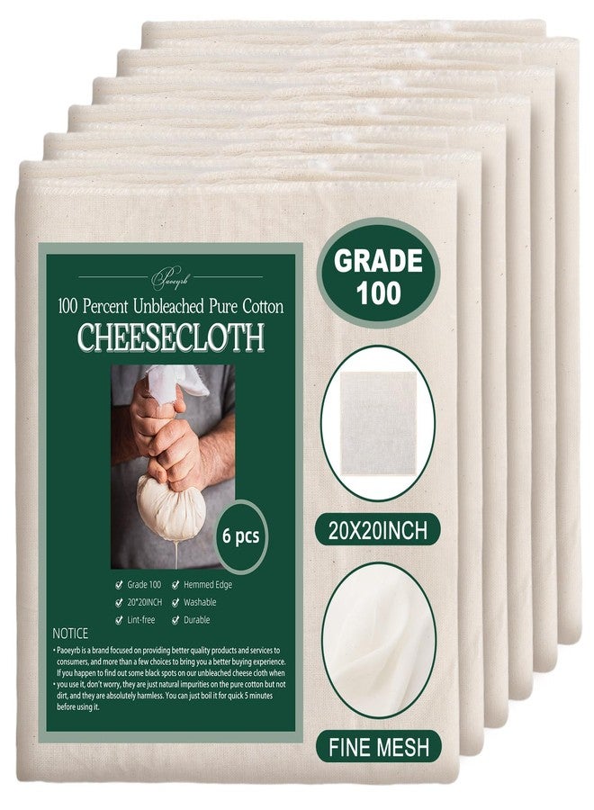 Paoeyrb 6Pcs 20x20Inch Cheese Cloth, 100Percent Organic Unbleached Pure Cotton Muslin Cloth, Reusable Cheesecloth, Premium Cheesecloth for Straining, Cooking, Bread, Butter - Image 1