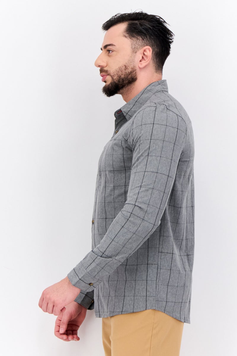 Avalanche Men Regular Fit Checkered Short Sleeves Casual Shirt, Grey - Image 2