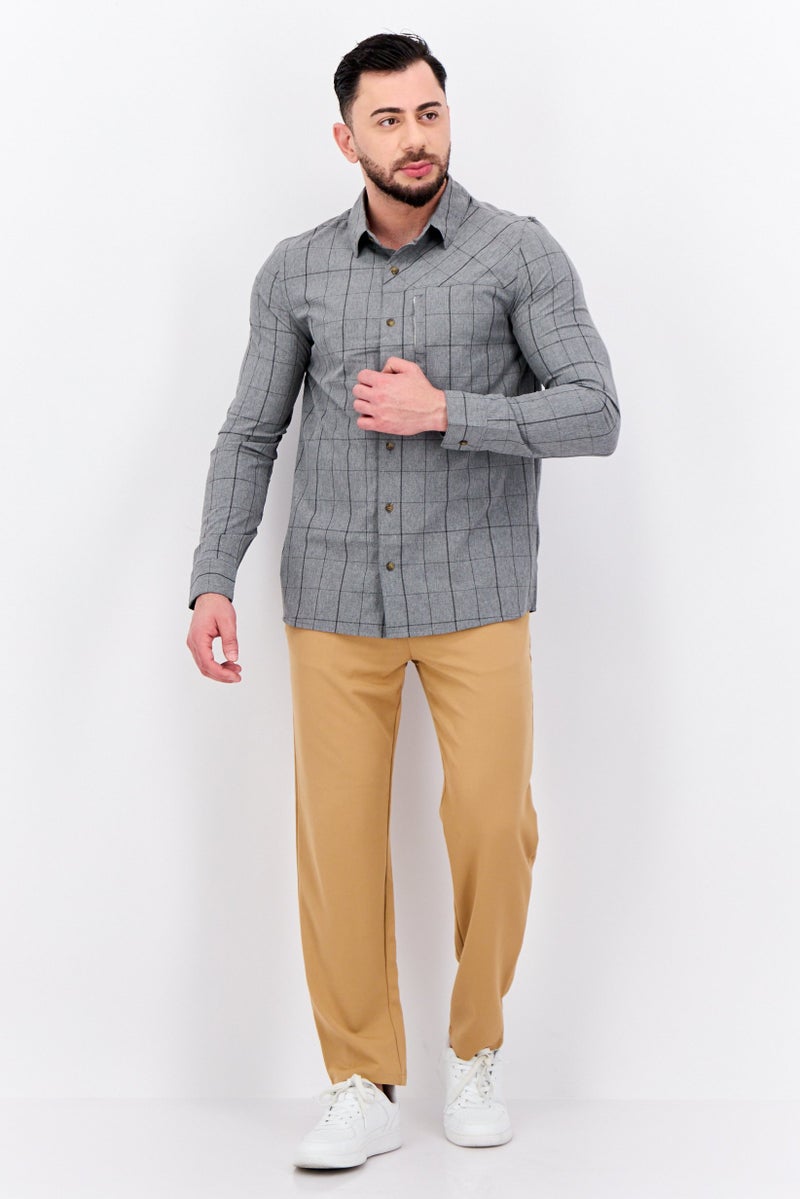 Avalanche Men Regular Fit Checkered Short Sleeves Casual Shirt, Grey - Image 4