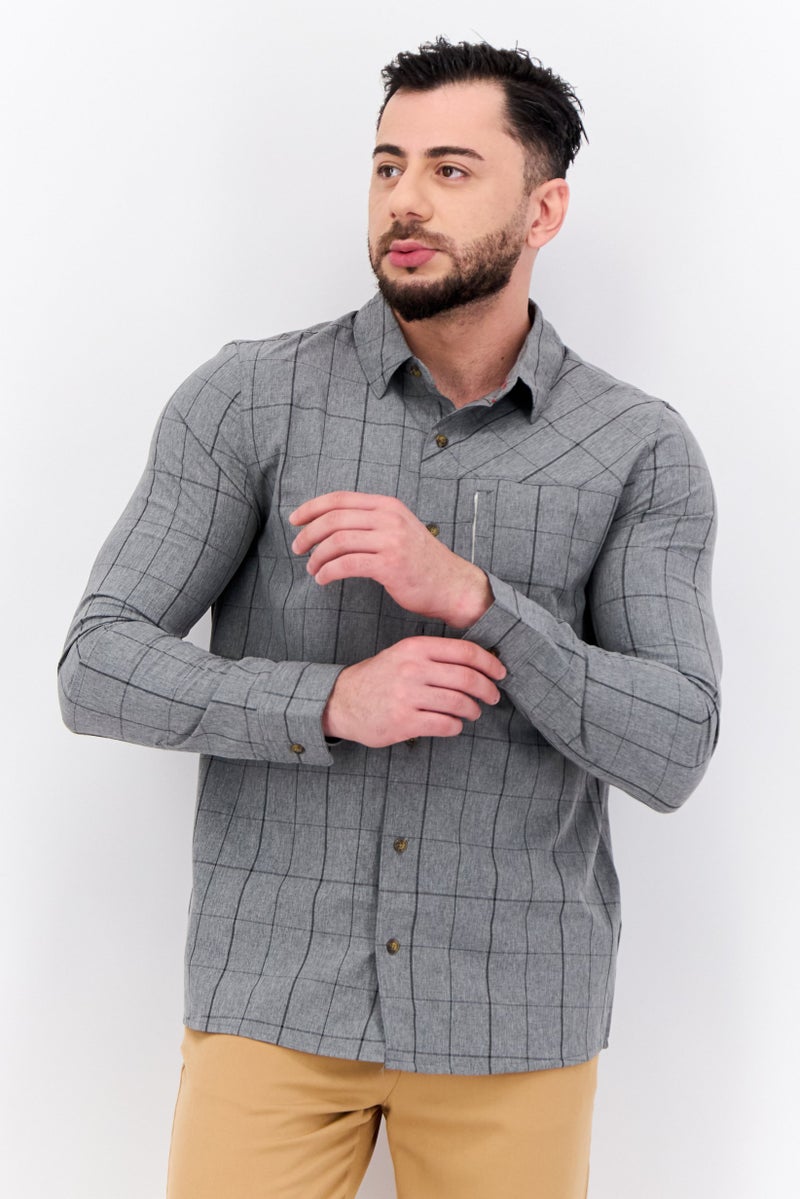 Avalanche Men Regular Fit Checkered Short Sleeves Casual Shirt, Grey - Image 1