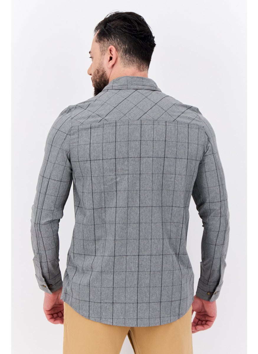 Men Regular Fit Checkered Short Sleeves Casual Shirt, Grey - pzsku/ZDA290045666180BC7B3EZ/45/_/1739024199/516d6447-ac0f-4e8c-8a23-3be31c540299