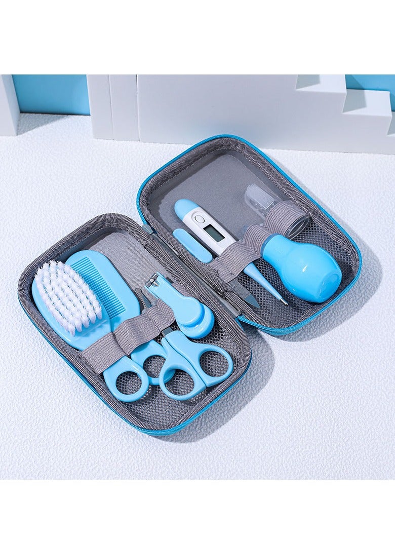 Pack Of 8  Healthcare And Grooming Kit Suitable For Little Baby,Baby Care，Including nail clippers, nail scissors, nail files, thermometer, comb, hair brush, nasal aspirator, milk toothbrush - Image 1