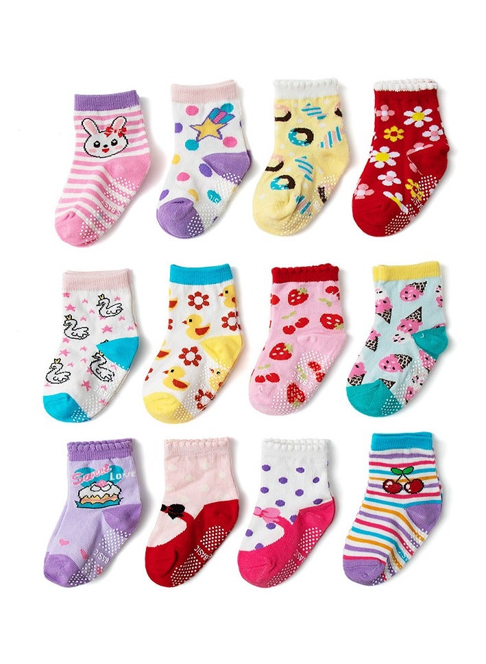 Children's Floor Socks Baby Non-Slip Socks 12 Pairs - Image 1