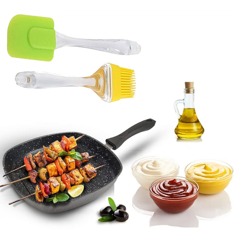 IDEAL PRIME IDEAL PRIME Heavy Duty Non Stick Aluminum Grill Pan Silicone Brush Combo Set Durbale Snadwich Pan Omplet Pan Brush Spatula CookWare Set Pack of 2  - Image 1