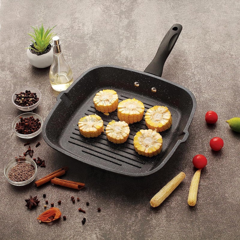 IDEAL PRIME IDEAL PRIME Heavy Duty Non Stick Aluminum Grill Pan Silicone Brush Combo Set Durbale Snadwich Pan Omplet Pan Brush Spatula CookWare Set Pack of 2  - Image 4