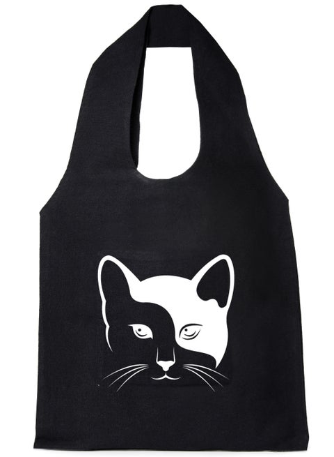 Tote Bag Black Canvas Cotton Oval Hand /35*40cm