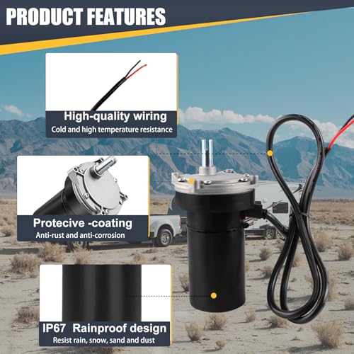Hosile RV Rear Electric Stabilizer Jack Motor Compatible Lippert 337199 113407 352338 138445 369774 298707 178562 162307, Replaces #K01531A800 K01531-A800 K01285C800 K01285-C800 - Image 3
