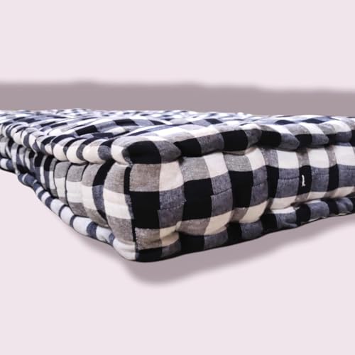 Deevine Craft 5-Inch Thick Soft Cotton Box Mattress | Medium Firm Single Bed Mattress with Pillow | Black and White (Super Queen (6X5ft or 72X60 Inches)) - Image 4