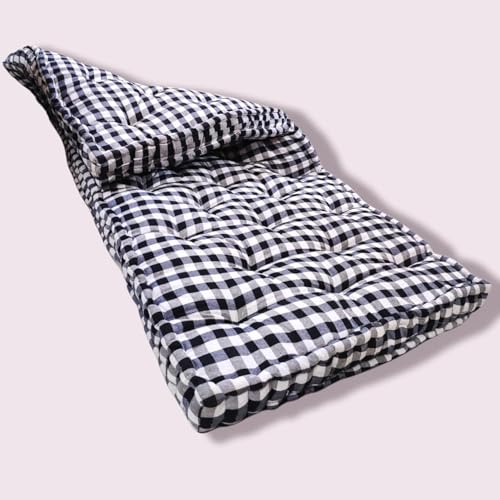 Deevine Craft 5-Inch Thick Soft Cotton Box Mattress | Medium Firm Single Bed Mattress with Pillow | Black and White (Super Queen (6X5ft or 72X60 Inches)) - Image 3