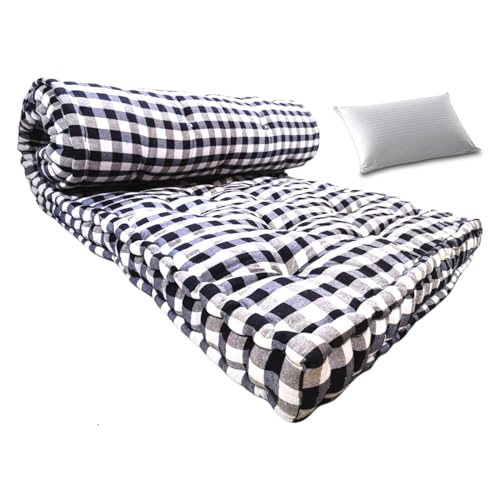 Deevine Craft 5-Inch Thick Soft Cotton Box Mattress | Medium Firm Single Bed Mattress with Pillow | Black and White (Super Queen (6X5ft or 72X60 Inches)) - Image 1