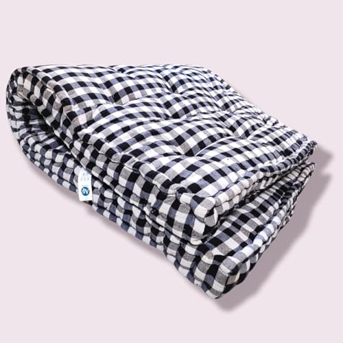 Deevine Craft 5-Inch Thick Soft Cotton Box Mattress | Medium Firm Single Bed Mattress with Pillow | Black and White (Super Queen (6X5ft or 72X60 Inches)) - Image 5