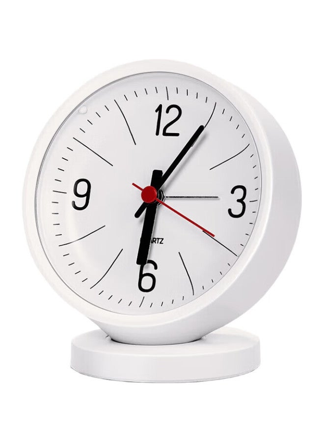 Deli (Deli) New Sai Series Round Small Table Clock Light Luxury Styling Low Noise Sweep Second Soft Light Night Light Can Be Sleepy White Ns886 - Image 2