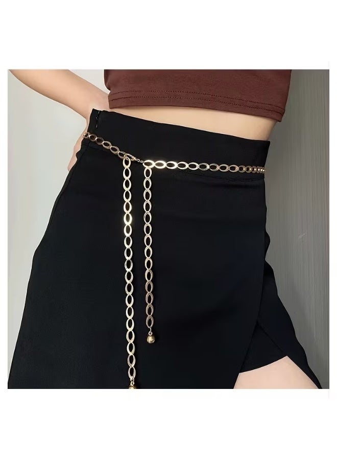 Goolsky Women'S Golden Chain Belt with Tassel Detail - Versatile Waist Cincher for Dresses, Skirts, and Outfits - Perfect for Casual, Party, and Formal Occasions, Casual Wear Belt | Tassel Embellished Belt | Metallic Finish Belt, Women Belt, Belt For Women Jean, Belt For Women Elegant, Women'S Belt For Dresses, Belt For Lady - Image 5