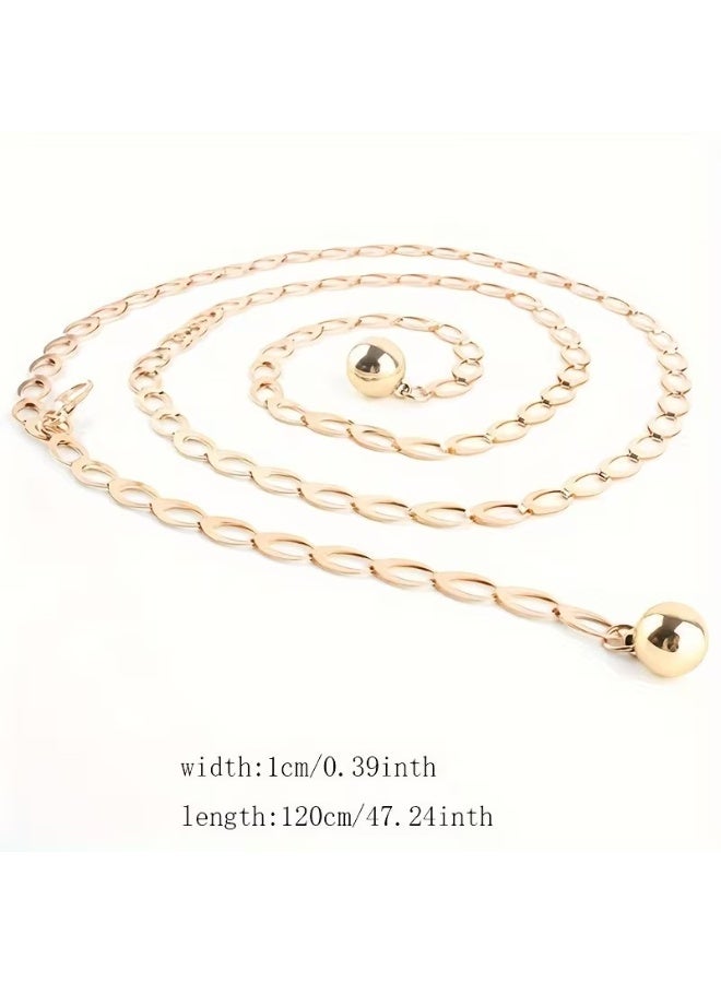 Goolsky Women'S Golden Chain Belt with Tassel Detail - Versatile Waist Cincher for Dresses, Skirts, and Outfits - Perfect for Casual, Party, and Formal Occasions, Casual Wear Belt | Tassel Embellished Belt | Metallic Finish Belt, Women Belt, Belt For Women Jean, Belt For Women Elegant, Women'S Belt For Dresses, Belt For Lady - Image 3