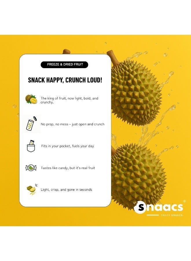 سناكس SNAACS دوريان فاخر مجفف بالتجميد | بدون سكر مضاف | وجبة خفيفة من الفاكهة الاستوائية المقرمشة - 141 غرام | 5 أونصة - Image 4