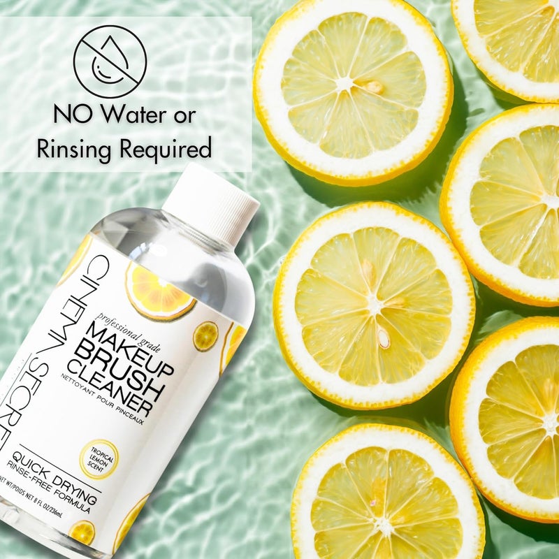 Cinema Secrets Original Makeup Brush Cleaner Kit - Professional Cleanser + Cleansing Tin for Makeup Brushes - Quick-Drying, Rinse-Free Formula - Removes Stubborn Waterproof Make Up - Lemon (8 fl oz) - Image 4