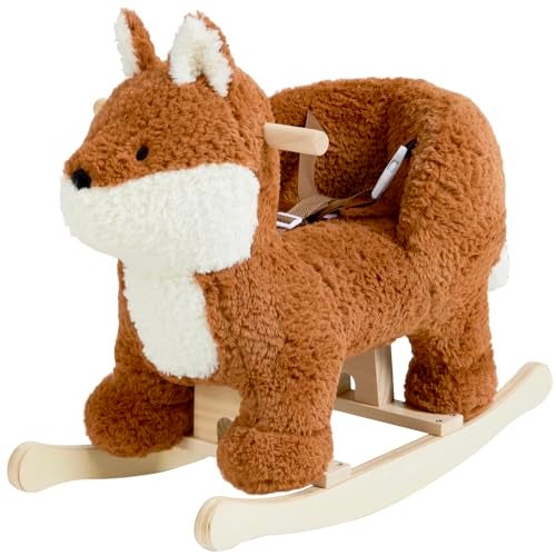 labebe Baby Rocking Horse Brownish Red Fox Rocking Horse with Seat Belt Plush Animal Rocker for Kids Stuffed Rocker Toy for Children 6M3 Years Old GirlBoy - Image 1