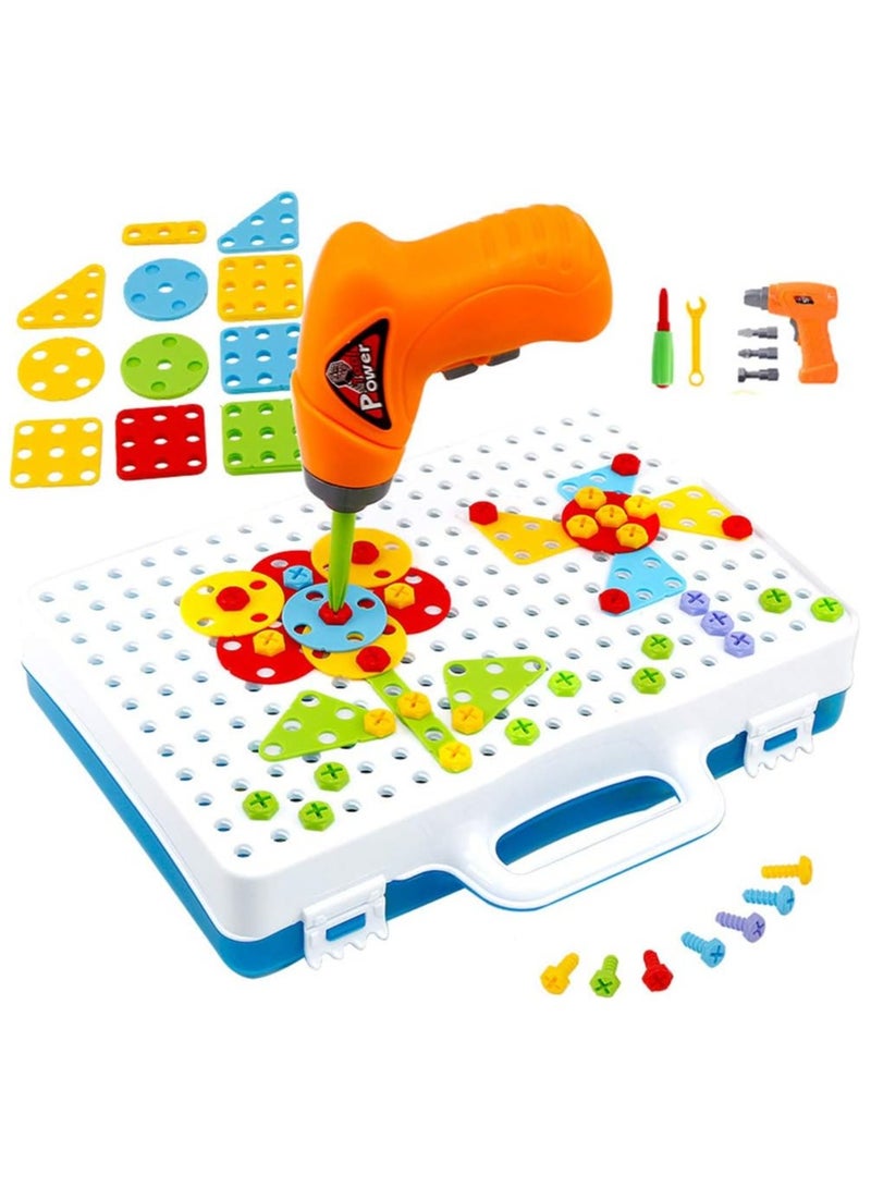 Kid's Drill Screw Driver Tool Set, 3D DIY Drill Blocks Toy, Pretend Play Toys, Educational Drill Tool Set for Kids, Non-toxic ABS plastic, 30.5 x 6 x 23.5 cm - Image 1