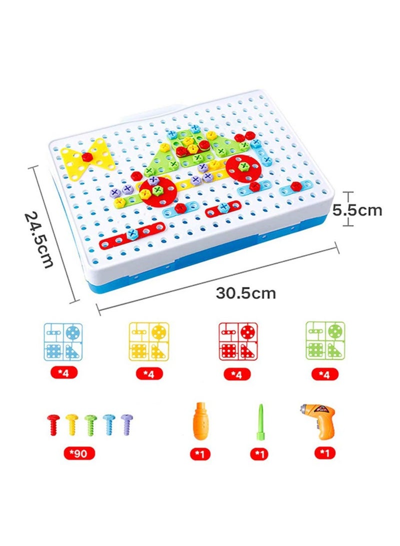 Kid's Drill Screw Driver Tool Set, 3D DIY Drill Blocks Toy, Pretend Play Toys, Educational Drill Tool Set for Kids, Non-toxic ABS plastic, 30.5 x 6 x 23.5 cm - Image 2