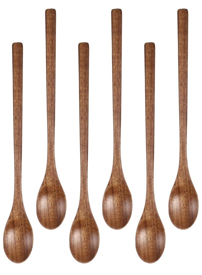 Eldraqth 6 Pcs Wooden Spoons for Eating, 6.7 Inch Small Wooden Spoons for Honey, Soup Spoon Set Wood Serving Table Spoon Teaspoon for Tea, Coffee, Hot Cocoa, Jam, Soup, Bath Salts, Stirring, Smooth Finish - Image 1