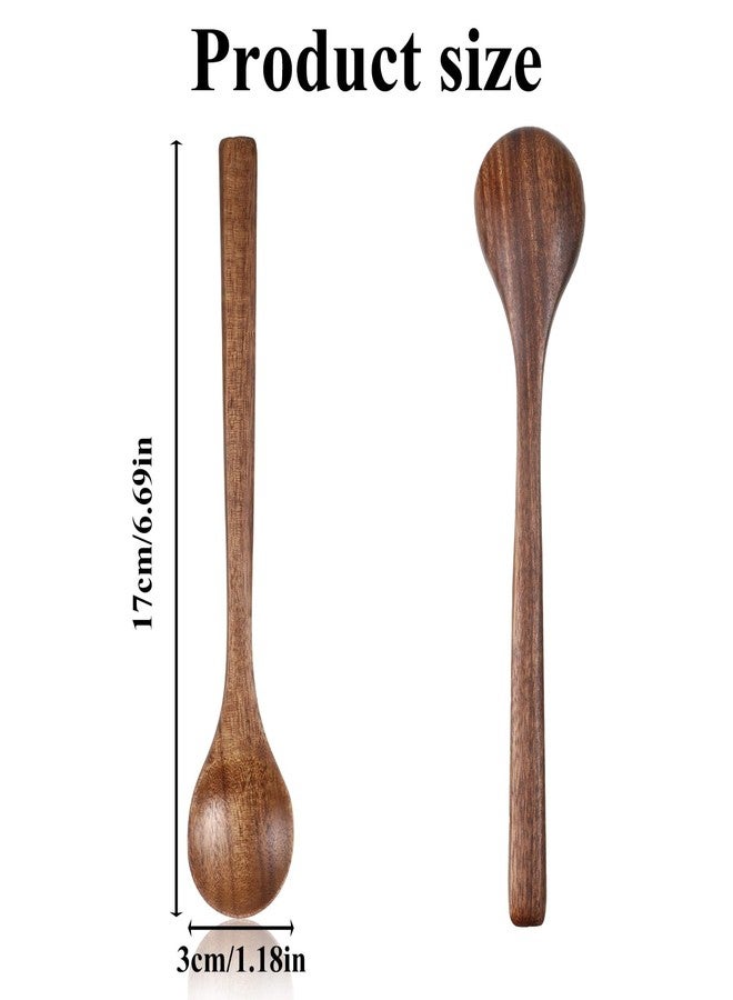 Eldraqth 6 Pcs Wooden Spoons for Eating, 6.7 Inch Small Wooden Spoons for Honey, Soup Spoon Set Wood Serving Table Spoon Teaspoon for Tea, Coffee, Hot Cocoa, Jam, Soup, Bath Salts, Stirring, Smooth Finish - Image 2