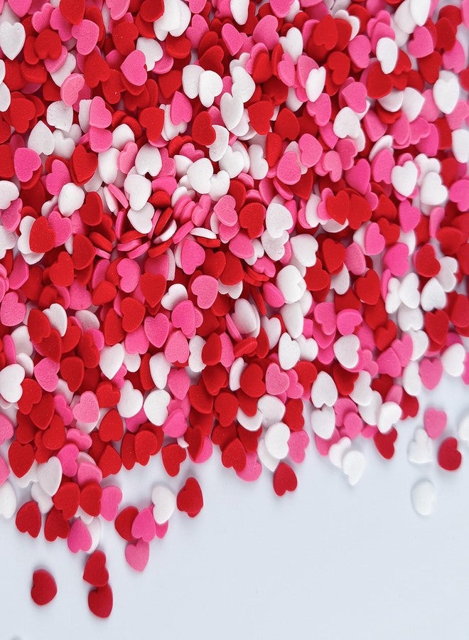 LEBERY Red Pink White Heart Sprinkles Valentine Sprinkles Christmas Red Sprinkle for Cake Decorating Edible Heart Shaped Confetti Holiday Valentine Cookie Sprinkle for Ice Cream Valentine's Cupcake Topper - Image 1