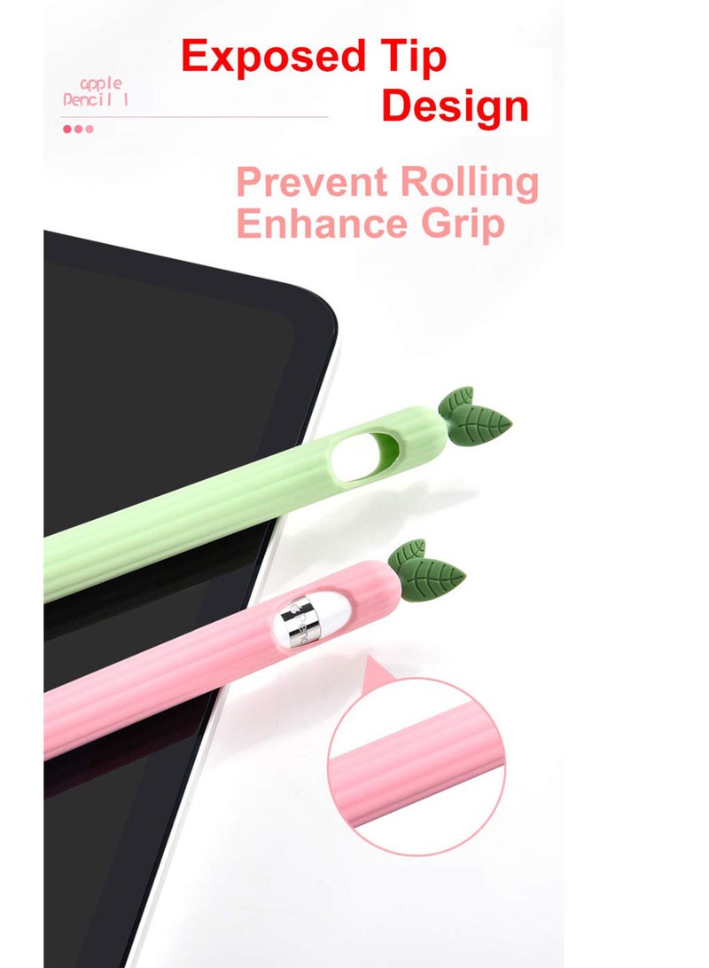 iPencil Case (2 Pack) Sleeve Cute Fruit Design Silicone Soft Protective Cover Accessories Compatible with Apple Pencil 1st Generation (Peach+Avcocado)(not include iPencil ) - Image 3