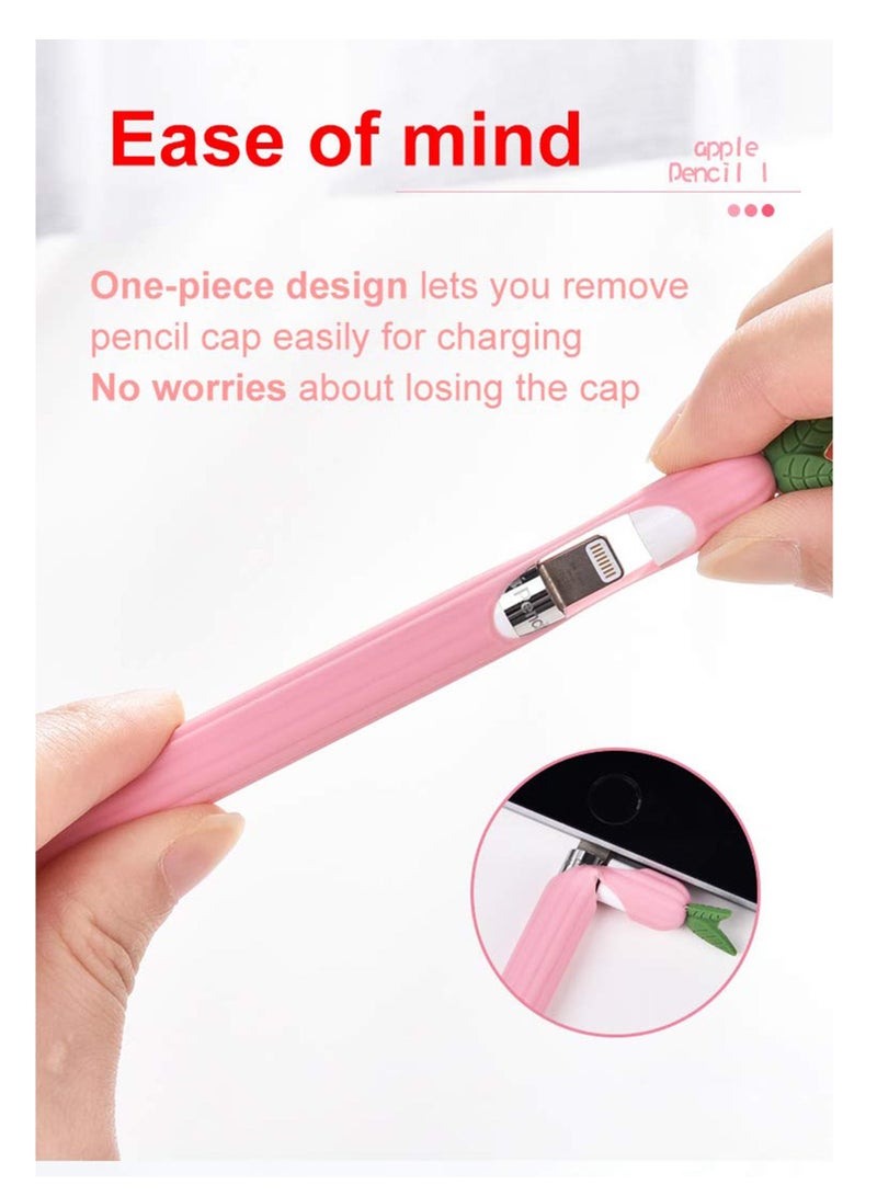 iPencil Case (2 Pack) Sleeve Cute Fruit Design Silicone Soft Protective Cover Accessories Compatible with Apple Pencil 1st Generation (Peach+Avcocado)(not include iPencil ) - Image 2