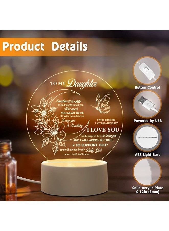 Muyixin Daughter Gifts - to My Daughter Engraved Night Light, Daughter Gift from Mom on Mothers Day, Graduation, Wedding, Birthday Gifts for Daughters  - Image 3