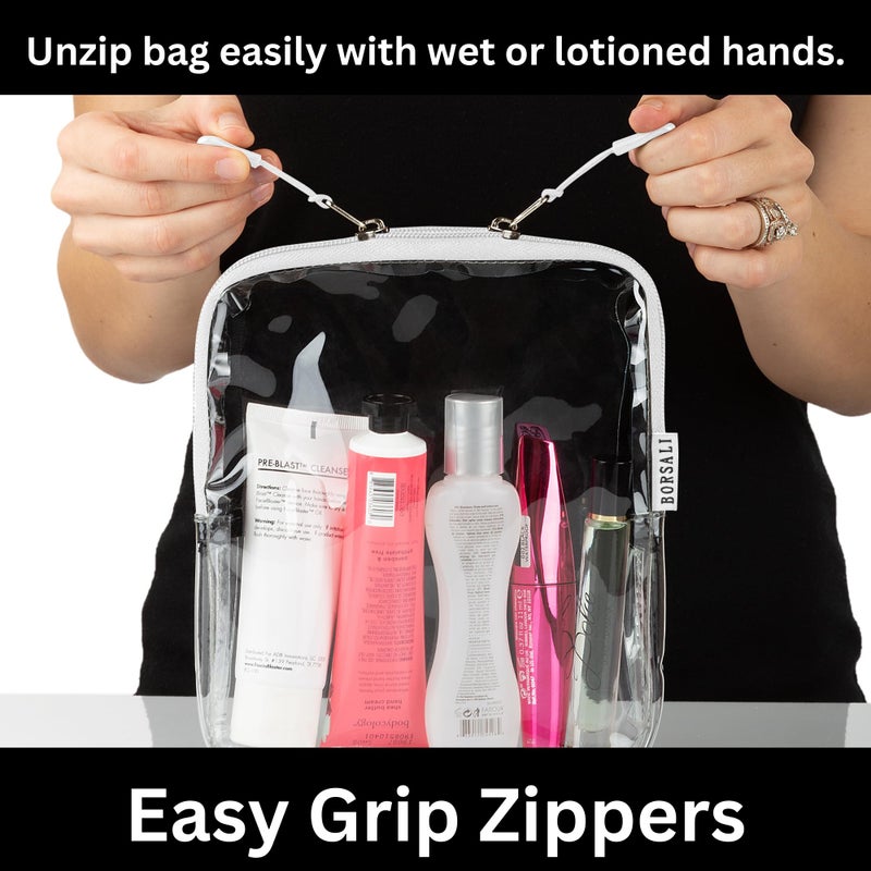 Borsali Tsa-Approved Quart-Sized Bag For Carry-On Travel - One (1) Quart Clear Toiletires  Cosmetic And 3-1-1 Liquids Toiletry Bag - 5 Pack Colors - Image 5