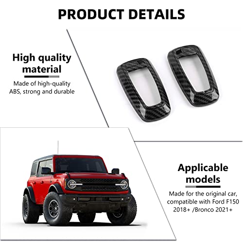 RAZPOY Key Fob Cover Shell, Key Case Cover Holder Protector Compatible with 2018-2023 Ford F-150 Explorer & 2021-2023 Ford Bronco & Bronco Sport, Carbon Fiber - Image 3