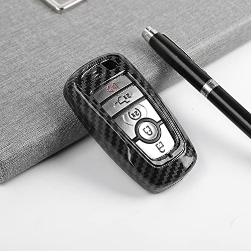 RAZPOY Key Fob Cover Shell, Key Case Cover Holder Protector Compatible with 2018-2023 Ford F-150 Explorer & 2021-2023 Ford Bronco & Bronco Sport, Carbon Fiber - Image 2
