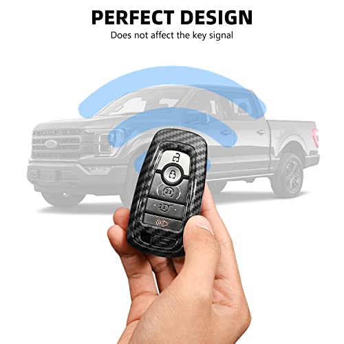 RAZPOY Key Fob Cover Shell, Key Case Cover Holder Protector Compatible with 2018-2023 Ford F-150 Explorer & 2021-2023 Ford Bronco & Bronco Sport, Carbon Fiber - Image 5