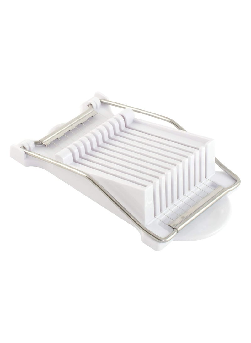 Mmmon Slicer, Luncheon Meat Slicer Boiled EggFruit Soft Cheese Butter Slicers Cutter,Stainless Steel Wires,Cuts 10 Slices (White) - Image 1