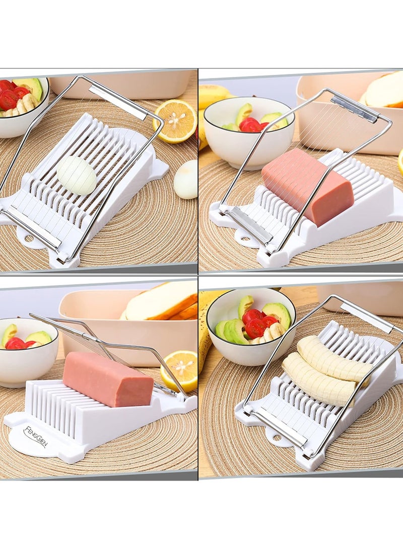 Mmmon Slicer, Luncheon Meat Slicer Boiled EggFruit Soft Cheese Butter Slicers Cutter,Stainless Steel Wires,Cuts 10 Slices (White) - Image 4